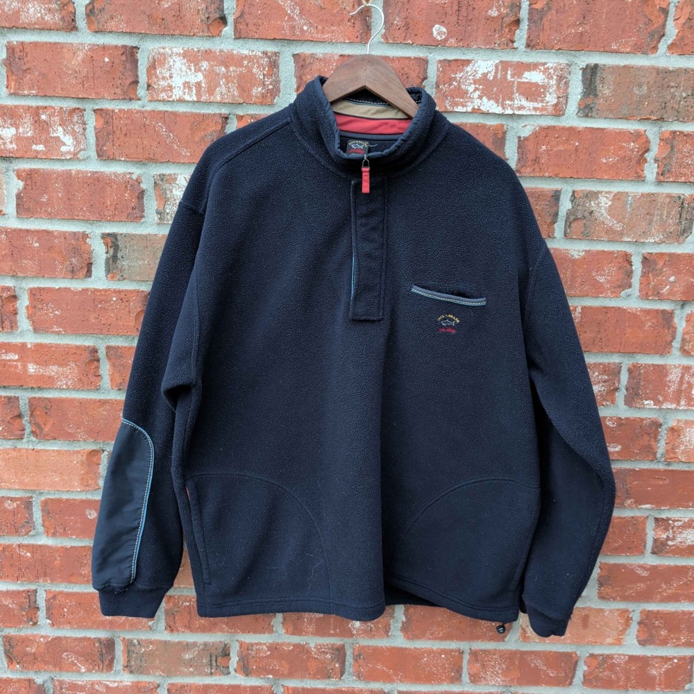 Paul & Shark Yachting Fleece Pullover Mens 2XL Navy Blue Quarter Zip Italy